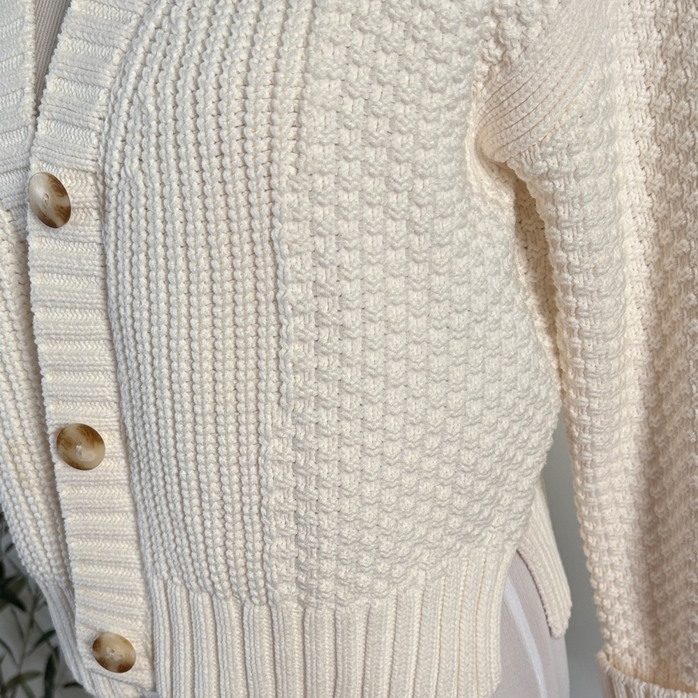 Cozy Cream Cable & Popcorn Knit Button Front Sweater | S - Picture 8 of 8